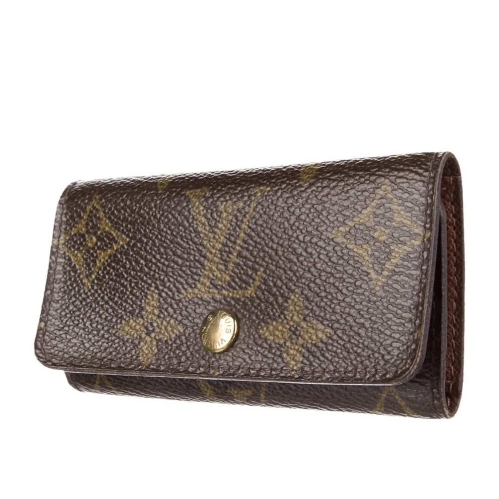 Louis Vuitton LV Coated Canvas Monogram Logo 3 Key Holder Wallet Cardholder